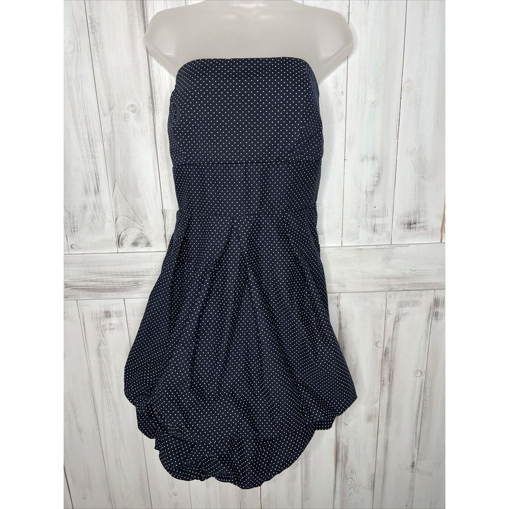 WOMENS‎ TORRID NAVY BLUE WHITE SWISS DOT STRAPLESS COTTON TIERED BUBBLE DRESS 20